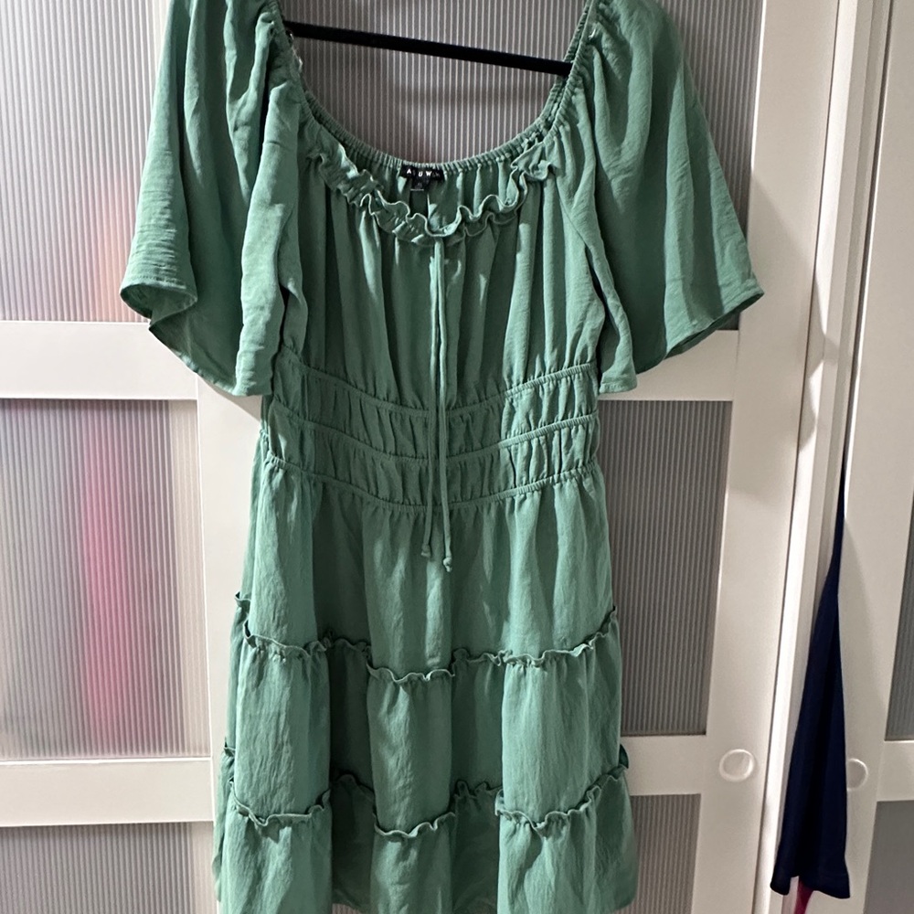 Sage Green Tiered Peasant Dress